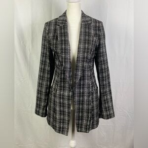 White House Black Market Blazer Women’s Sz 2 XS Black & White Longline EUC